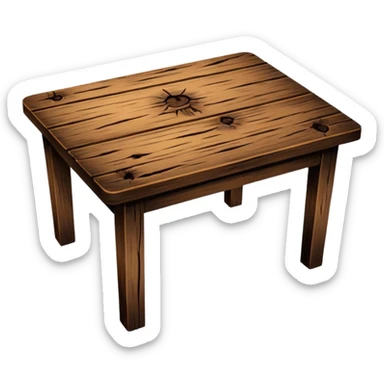 wooden table with burn marks sticker