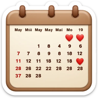 .make a November  mini calendar with right brown hearts with cream colored dates wi rounded cornersI 
 sticker