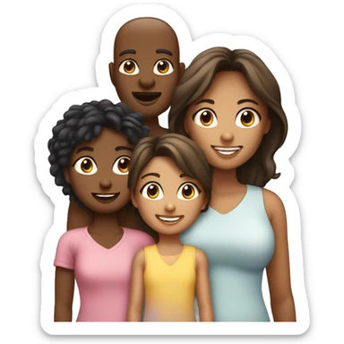 Mum and dad 3 girl kids and 1 boy kid sticker