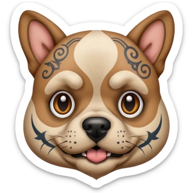 tattooed dog with heavy face tattooes sticker