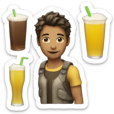 persona con bebida sticker