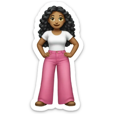 Wide leg high waisted pink jeans sticker