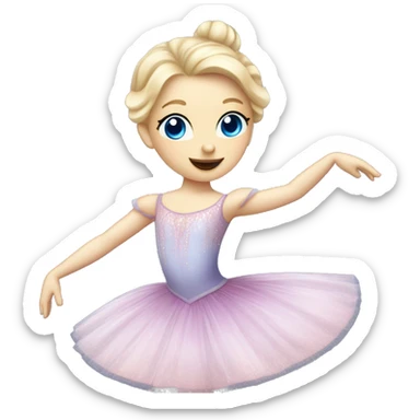 A sugar plum fairy ballerina performing in the nutcracker ballet. she has blue eyes, blonde hair, and pale skin. She is dancing ballet in a sugar plum fairy ballet dress sticker