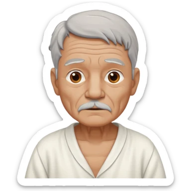 An old man made out of clay and wearing a white nightgown sticker