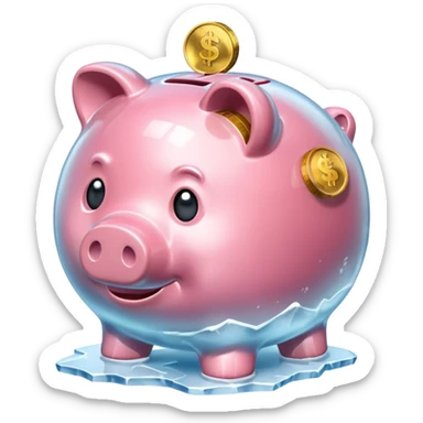  Piggy bank in ice texture sticker