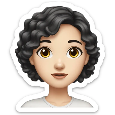 Beautiful girl,Black hair,wavy hair，long hair,White skin,oval face,big eyes,Black eyes,Chinese sticker