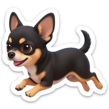 Bébé chihuahua noir marrant poil courut en vacances à la plage une poil courte sticker