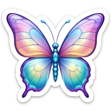 Transparent Shiny Glossy Pastel Gradient Hue Iridescent Crystal Butterfly sticker