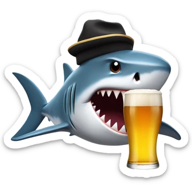 Shark with a hat and a beer sticker