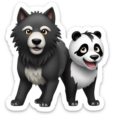 wolf and panda sticker