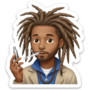 black guy with dreads hitting a vape sticker