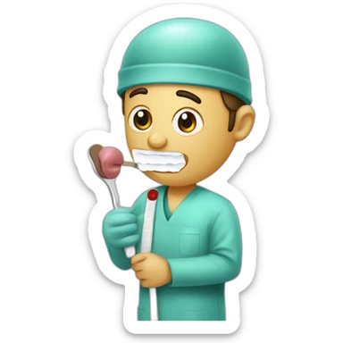 Ent surgeon holding tongue depressor  sticker