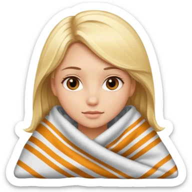 Chica rubia de ojos café y con una manta por el frío  sticker