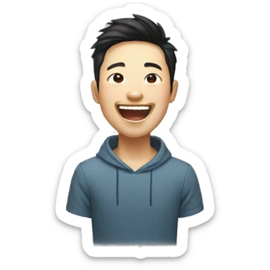 young east asian men with glass laughing sticker