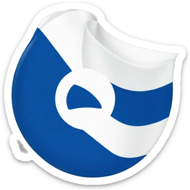 A blue flag with one White circle in center, on the circle ONE lightbolt  sticker