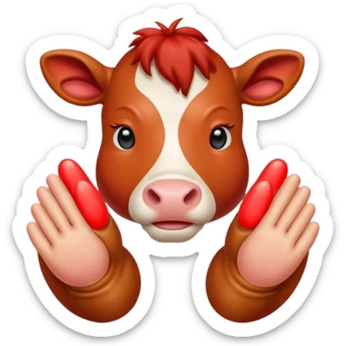 red cow hooves with soft glow praying sticker