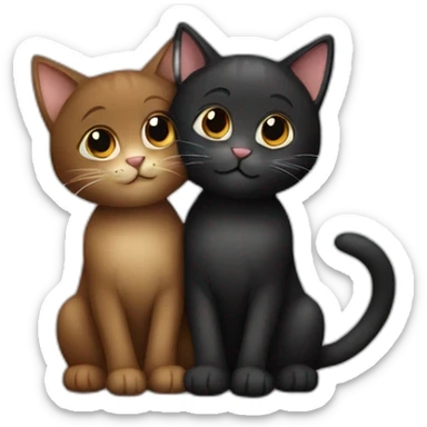 two black and brown cats hug sticker