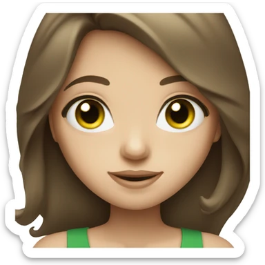 brown hair girl with green eyes with white skin sticker
