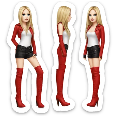 AVRIL LAVIGNE IN RED LEATHER THIGH HIGH BOOTS sticker