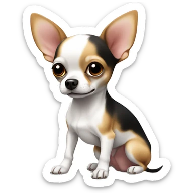 tricolor chihuahua with white body and spot on butt  sticker
