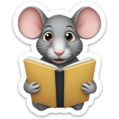 a rat holding a book sticker