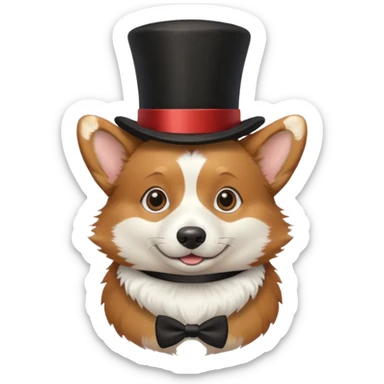 Corgi with top hat sticker