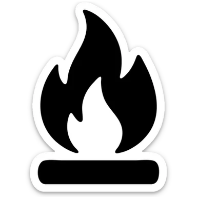 fire icon, solid fill, no outline, modern icon style sticker