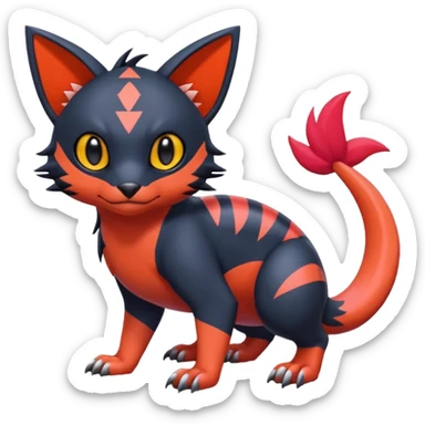  exotic tropical cyber-Sleuth-Litten-Linoone-Noibat-Fakémon-Pokémon-Vernid-creature sticker