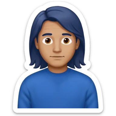 Man with blue sweater and long brown hair  sticker