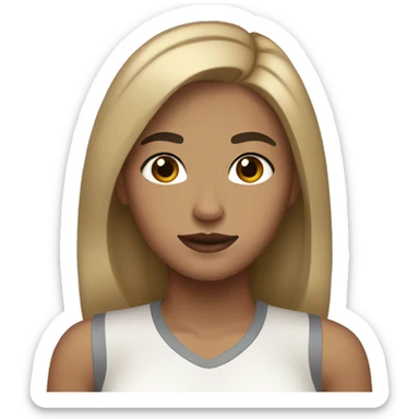 Girl with light brown hair thick black eyebrows brown eyes tan skin sticker