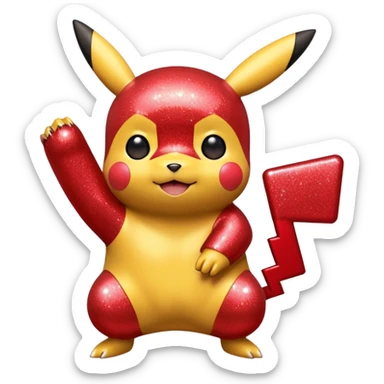 red glitter pikachu sticker