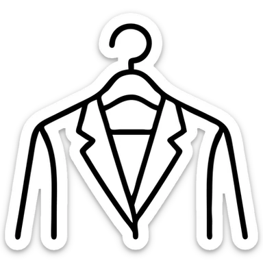 Minimalist clothes hanger icon with a blazer or collared shirt – symbol of professional outfits and style planning sticker