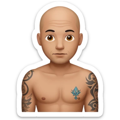 Un hombre con tatuajes pelón  sticker