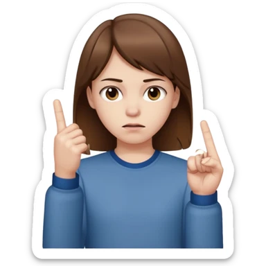 Pale young teenager with brown hair giving middle finger sticker
