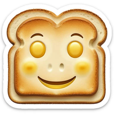 a slice of toast with a happy face sticker
