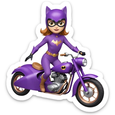Hot full size real-appearance racing action BatGirl’s purple tights sixty’s tv show 1932 stealth retro cat burglar sporty petite off-road pursuit mobile cruiser car rose gold accents (reclined and relaxed seating position and attitude) sticker