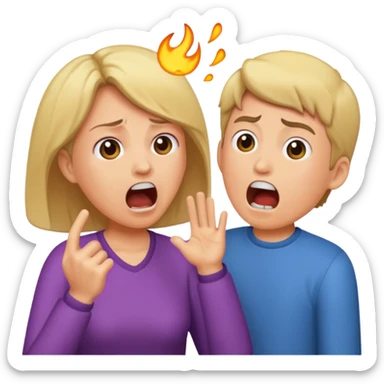 A mom screaming at a boy sticker