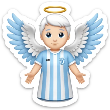 Light blue jersey with white stripes and an angel logo in the center sticker