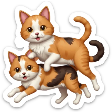 Cat jumping  on top dog sticker