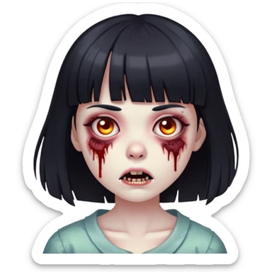zombie girl with bangs medium hair black sticker