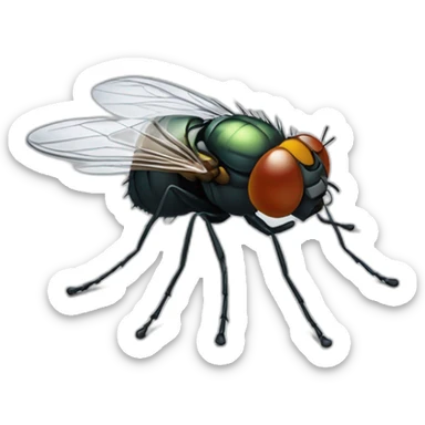 a fly with photo camera sticker