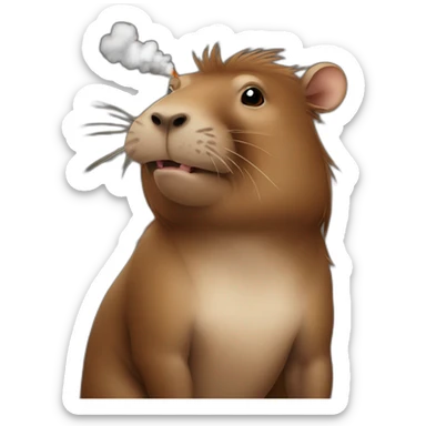 A capibara with a smoking sticker