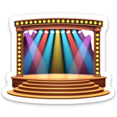 A concert-style stage with colored lights pointing downward. sticker
