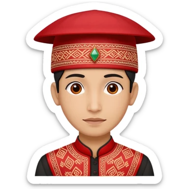 Dhaka topi emoji nepali people wear in head in rectangular size sticker