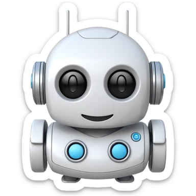 robot cartoon simple kid toy white innocent funny gudget chatGPT friendly smiley round adorable musical sticker