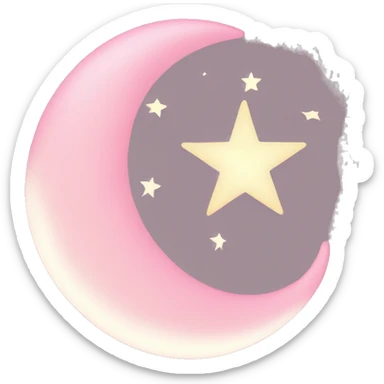 Light pink crescent with light pink moon and star  sticker