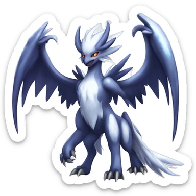  cool edgy colorful angelic demonic ethereal Absol-Dialga-Fakemon full body sticker