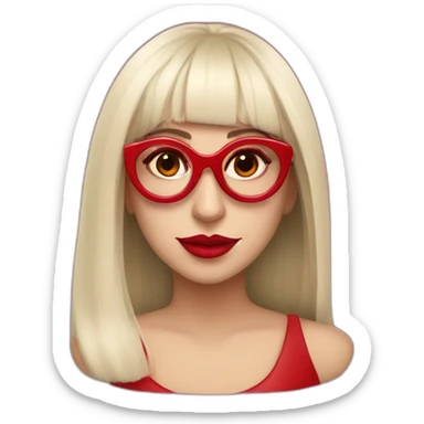 Lady Gaga with red glasses sticker