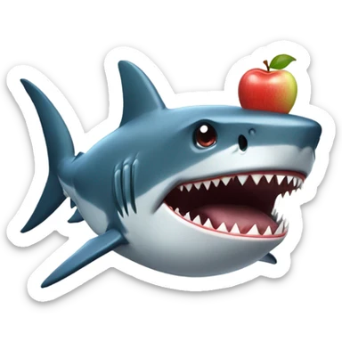 shark eating apple sticker