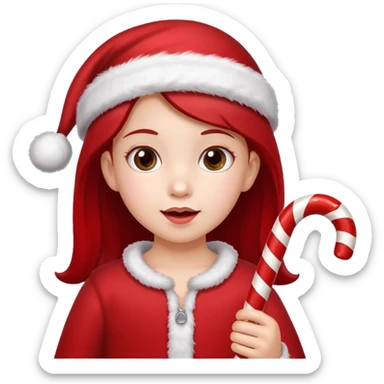 Little Girl with candy canes celebrating Christmas sticker